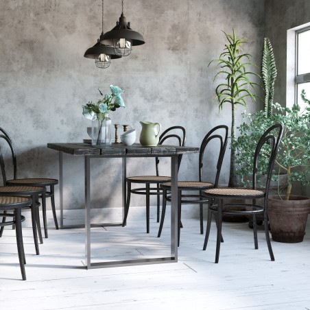 2-osaline terasest lauajalgade komplekt, must, tööstusstiilis