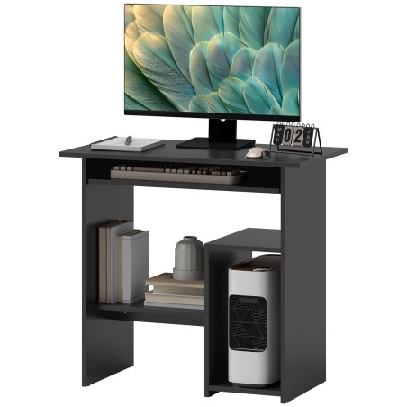 Arvutilaud puitlaastplaadist ja metallist, 80 × 45 × 75 cm, must