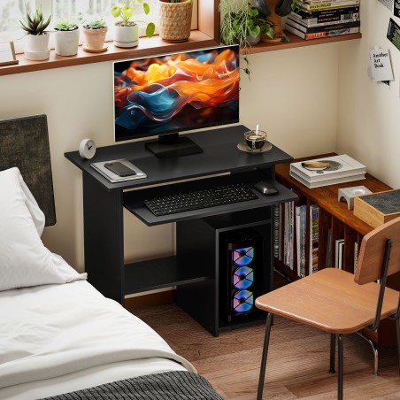 Arvutilaud puitlaastplaadist ja metallist, 80 × 45 × 75 cm, must