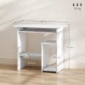 Arvutilaud metallraami ja puitlaastplaadist lauaplaadiga, 80 × 45 × 75 cm, valge