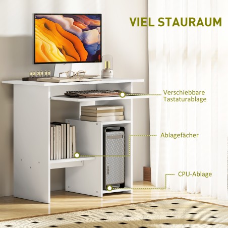 Arvutilaud metallraami ja puitlaastplaadist lauaplaadiga, 80 × 45 × 75 cm, valge