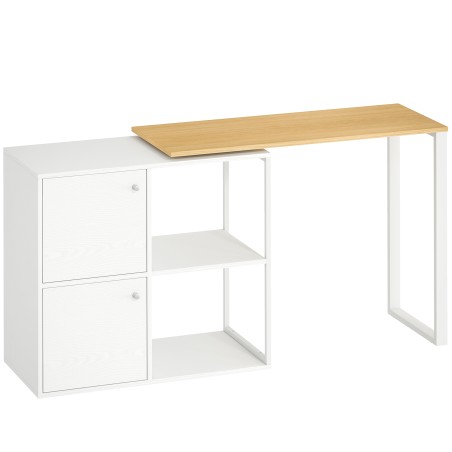 L-kujuline pööratav arvutilaud 2 hoiukapi ja 2 avatud riiuliga, 150 × 40 × 75 cm, valge
