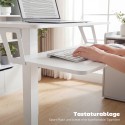 Reguleeritava kõrgusega ratastel seisu- ja istumislaud klaviatuurialusega, valge