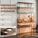 Arvutilaud riiulite ja 2 sahtliga, 185 cm, pruun puidumuster