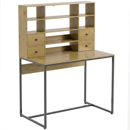 Arvutilaud 4 sahtli ja riiulitega, 105 cm, naturaalne puit