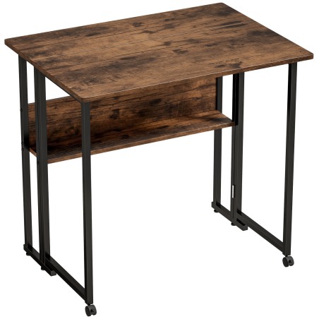 Kokkupandav kirjutuslaud riiuliga, 80 cm, rustikaalne pruun