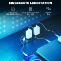 L-kujuline mängulaud LED-valgustuse, pistikupesade ja monitorialusega