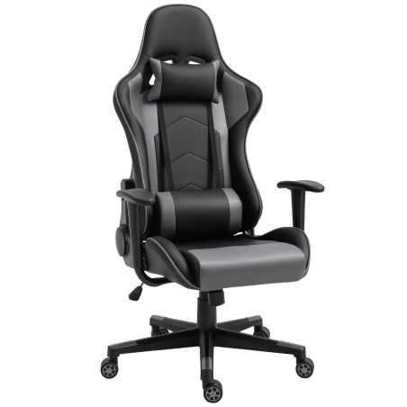 Ergonoomiline kontori- ja mängutool, kunstnahast, must, 67,5 × 74 × 126–136 cm