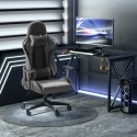 Ergonoomiline kontori- ja mängutool, kunstnahast, must, 67,5 × 74 × 126–136 cm