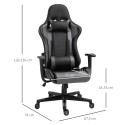 Ergonoomiline kontori- ja mängutool, kunstnahast, must, 67,5 × 74 × 126–136 cm