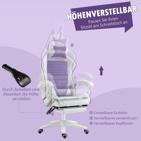 Ergonoomiline mänguritool nimmetoe, jalatoe ja jänesekõrvadega padjaga, lilla