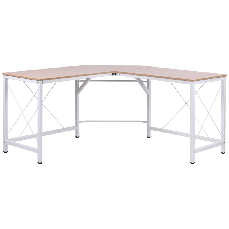 Naturaalne L-kujuline MDF-arvutilaud, 150 × 150 × 76 cm