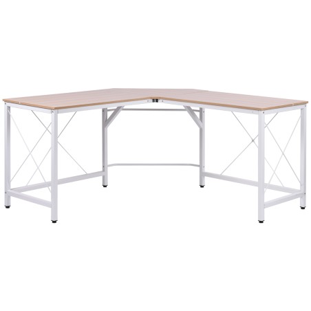 Naturaalne L-kujuline MDF-arvutilaud, 150 × 150 × 76 cm