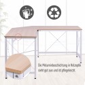 Naturaalne L-kujuline MDF-arvutilaud, 150 × 150 × 76 cm