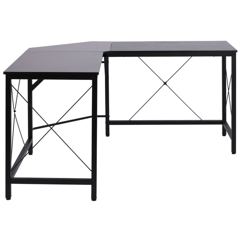 L-kujuline arvutilaud MDF-ist, must, 150 × 150 × 76 cm