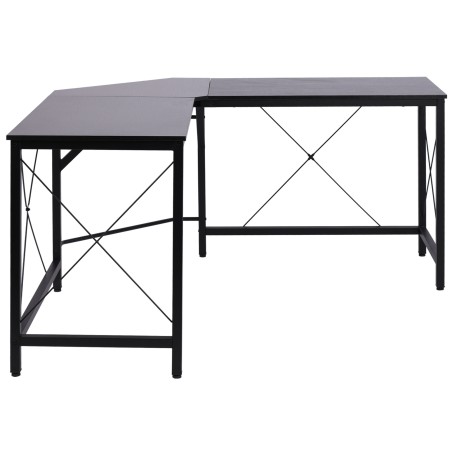 L-kujuline arvutilaud MDF-ist, must, 150 × 150 × 76 cm