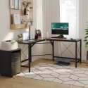 L-kujuline arvutilaud MDF-ist, must, 150 × 150 × 76 cm