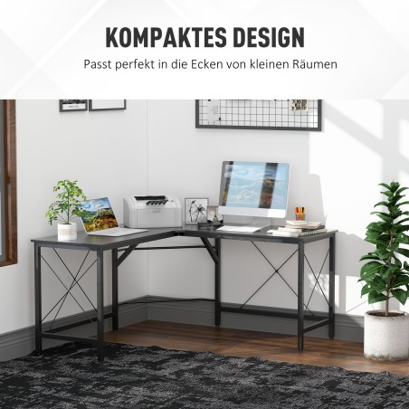 L-kujuline arvutilaud MDF-ist, must, 150 × 150 × 76 cm