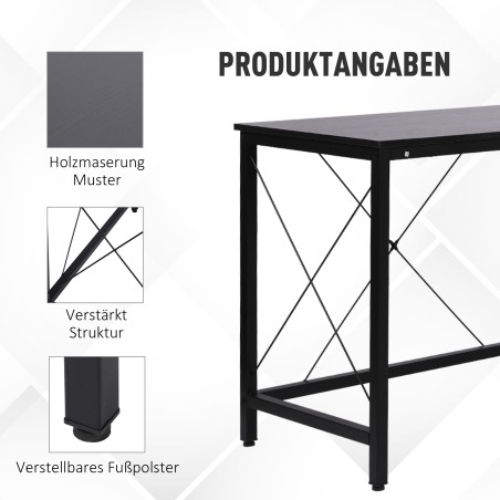 L-kujuline arvutilaud MDF-ist, must, 150 × 150 × 76 cm