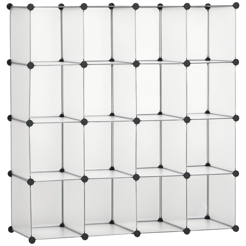 Modulaarne riiulisüsteem 16 eraldi karbiga, must ja valge