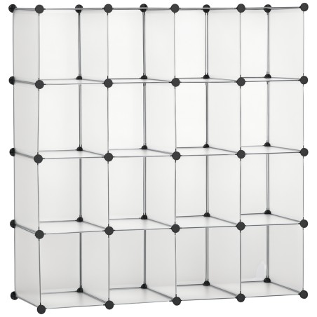 Modulaarne riiulisüsteem 16 eraldi karbiga, must ja valge