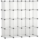 Modulaarne riiulisüsteem 16 eraldi karbiga, must ja valge