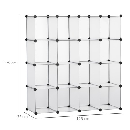 Modulaarne riiulisüsteem 16 eraldi karbiga, must ja valge
