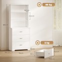Valge kõrge vitriinkapp 3 sahtli ja 3 avatud riiuliga, 79 × 39,5 × 180 cm