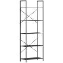Tööstuslik raamaturiiul 5 riiuliga, metallraam, 60 × 30 × 170,5 cm, must