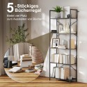 Tööstuslik raamaturiiul 5 riiuliga, metallraam, 60 × 30 × 170,5 cm, must