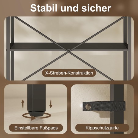 Tööstuslik raamaturiiul 5 riiuliga, metallraam, 60 × 30 × 170,5 cm, must
