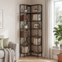 6-astmeline L-kujuline nurgariiul metallraamiga, rustikaalselt pruun, 60 × 60 × 200 cm