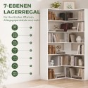 Seitsmetasandiline L-kujuline nurgariiul libisemiskindla tagatoega, valge