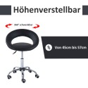 Reguleeritava kõrgusega pöörlev rulltaburet, PU ja metall, must, 50 × 54 × 66–78 cm