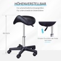 Reguleeritav pöörlev rulltaburet, sadulakujuline kunstnahast iste, must