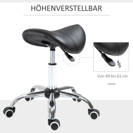 Reguleeritava kõrgusega pöörlev sadultaburet 49–61 cm, must