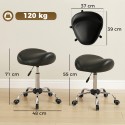 Reguleeritava kõrgusega kunstnahast salongipukk sadulaistmega, must