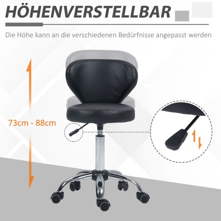 Reguleeritava kõrgusega nahaimitatsiooniga salongipukk, kuni 120 kg, must