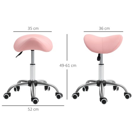 Reguleeritava kõrgusega pöörlev rulltaburet 49–61 cm, roosa