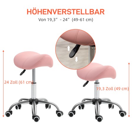 Reguleeritava kõrgusega pöörlev rulltaburet 49–61 cm, roosa