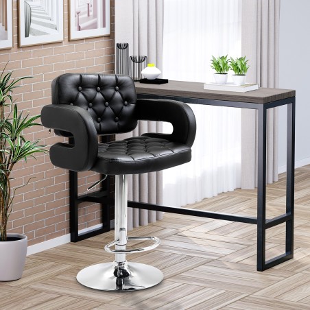 Reguleeritava kõrgusega pööratav baaritool jalatoega, 61 × 50 × 93–113 cm, must
