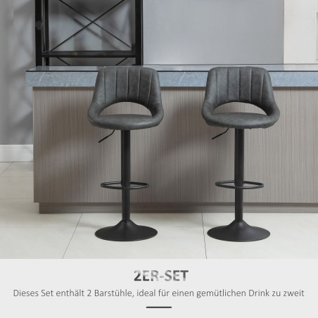 2 pööratava baaritooli komplekt, hall, 87–109 cm