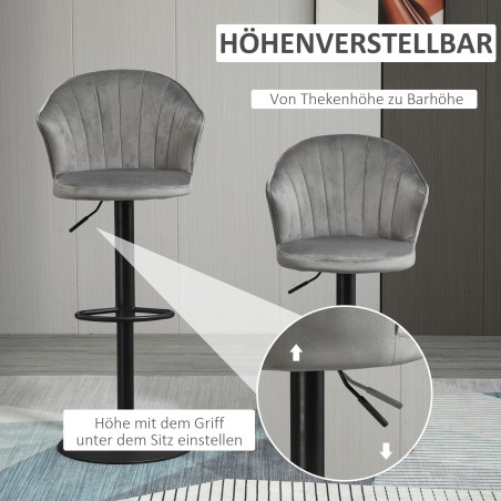 2 pööratava ja reguleeritava kõrgusega seljatoega baaritooli, hall