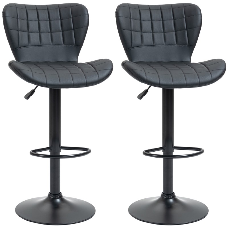 2 retrostiilis baaripukki, 47 × 51,5 × 89–109 cm, mustad