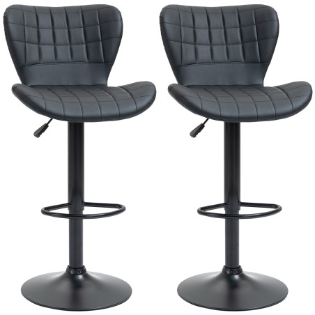 2 retrostiilis baaripukki, 47 × 51,5 × 89–109 cm, mustad