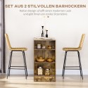 2 boho stiilis seljatoega baaripukki PE-rotangist, kollane ja must