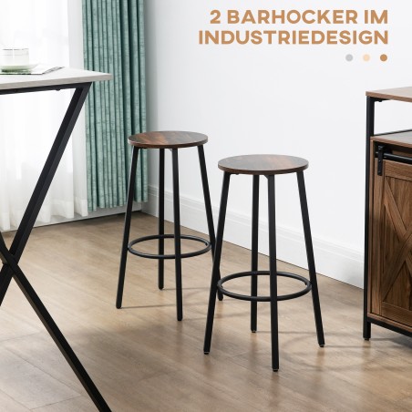2-osaline baaritoolikomplekt metallraami ja jalatoega, 42 × 42 × 65 cm
