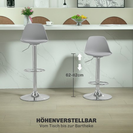 2 pööratava ja reguleeritava kõrgusega baaritooli komplekt, hall