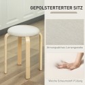 4 virnastatavat polsterdatud taburetti lakitud pinna ja puidust jalgadega, kreemvalge