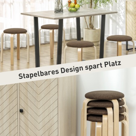 Polsterdatud virnastatavate taburettide komplekt 4 tk, pruun